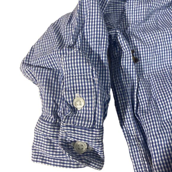 Hartstrings Blue & White Plaid Collared Button Up Onesie Baby Sz 12M - Picture 5 of 8